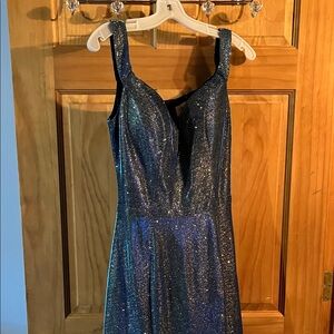Ellie Wilde Sparkling Blue Prom Dress